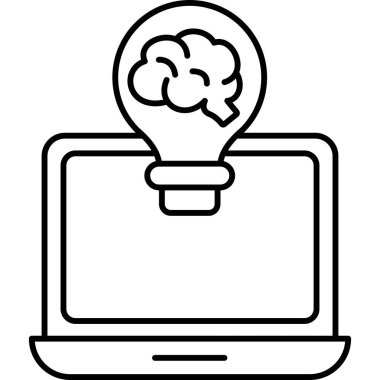 Ampul ve fikir çizgisi vektör simgesine sahip dizüstü bilgisayar kolayca değiştirilebilir