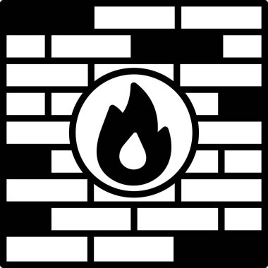 Siyah ve beyaz ateş simgesinin vektör çizimi