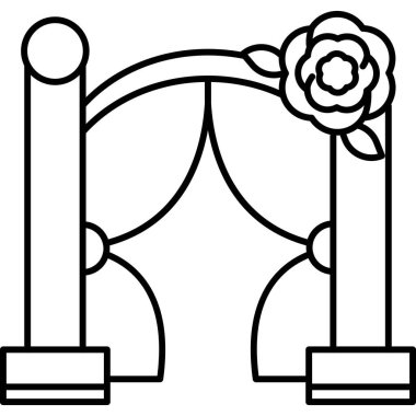 Beyaz arkaplanda izole edilmiş ana hatlı simge. Şehir illüstrasyonunun sembolü.