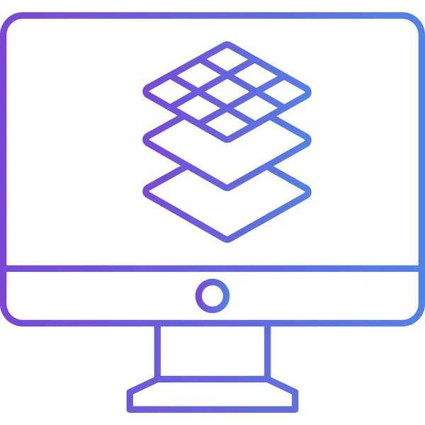 Ikona Ilustrace Vektor Podpis Pracovní Plochy Počítače Izolovaný Symbol Obrysu — Stockový vektor