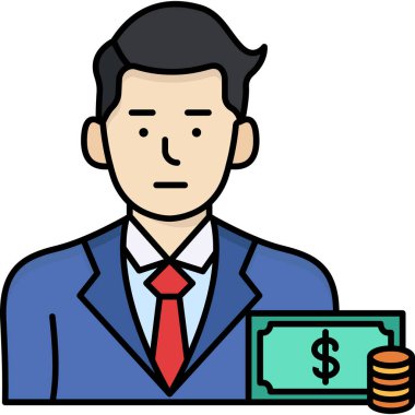 Para avatar vektör illüstrasyon tasarımı ile iş adamı