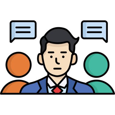 Konuşma balonu olan bir adam ve kişinin vektör çizimi