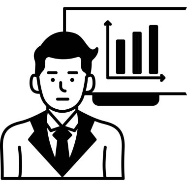 Grafik ve istatistiklere sahip iş adamı