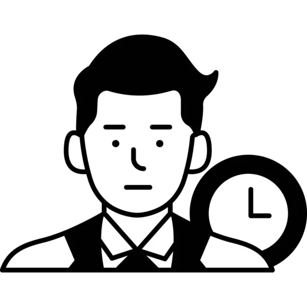 時計のアバターアイコンのイラストベクトルデザインのビジネスマン — ストックベクタ