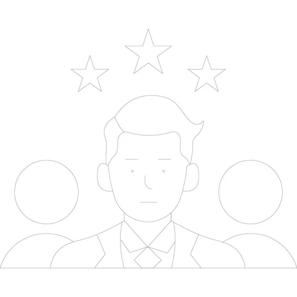 白い背景に星のアイコンを持つ男 ベクターイラスト — ストックベクタ