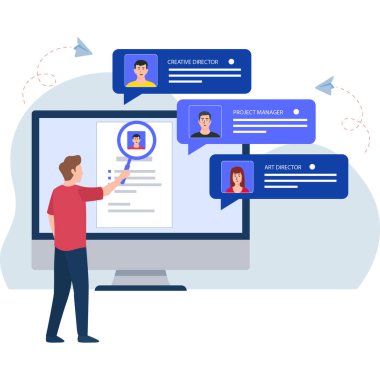 sosyal ağ ve insan temalı vektör illüstrasyonu ile çevrimiçi arama kavramı