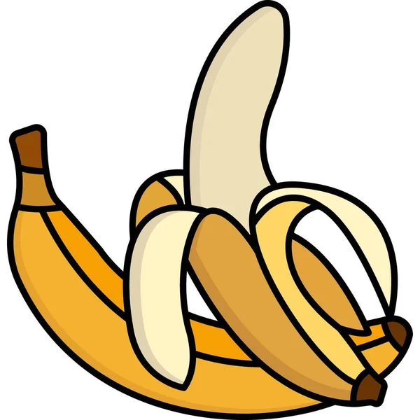 Ícone Banana Estilo Cartoon Isolado Fundo Branco Ilustração Vetorial — Vetor de Stock