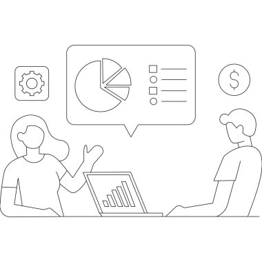 Dizüstü bilgisayar ve akıllı telefon ile çalışan iş adamı, vektör illüstrasyonu