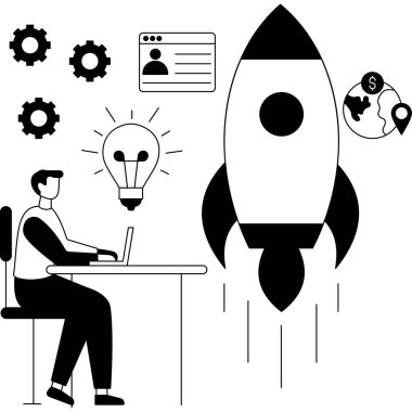 başlangıç konsepti, illüstrasyon, vektör, simge