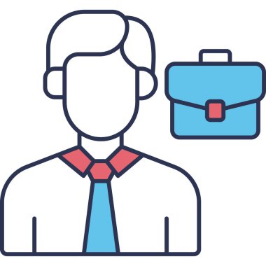 Evrak çantası satır vektör simgesine sahip iş adamı