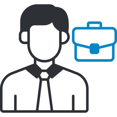 Evrak çantası simgesi, vektör illüstrasyonlu iş adamı