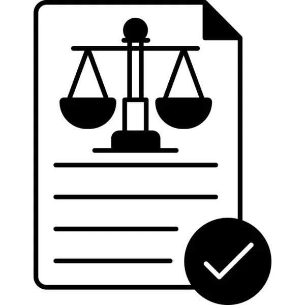 Law Balance Legal File Line Fill Glyph Solid Icon — Stock Vector