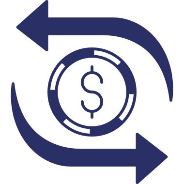 Dolar takas simgesi. vektör biçimi, yuvarlak açılı iki renkli düz ikonik sembol, pürüzsüz mavi renkler, beyaz