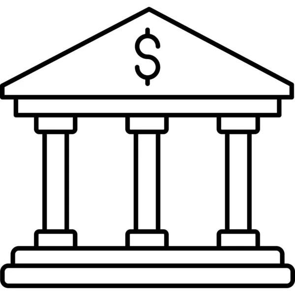 Bank Vector Icoon Schets Vector Logo Geïsoleerd Witte Achtergrond Bank — Stockvector