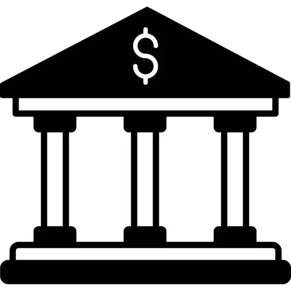 银行大楼图标 矢量样式为扁平图标符号 圆形角度 白色背景 — 图库矢量图片