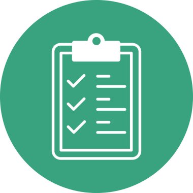 Kontrol listesi düz yuvarlanmış vektör simgesi 