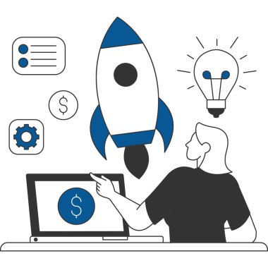 Girişim fikri Illustration üzerinde çalışan iş adamları