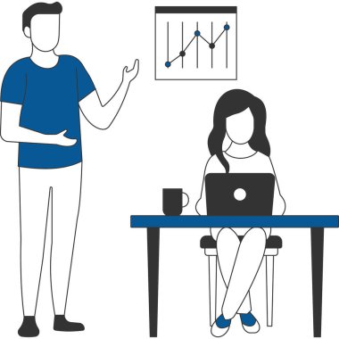 Erkek ve kadın çalışanlar Illustration projesinde çalışıyor.