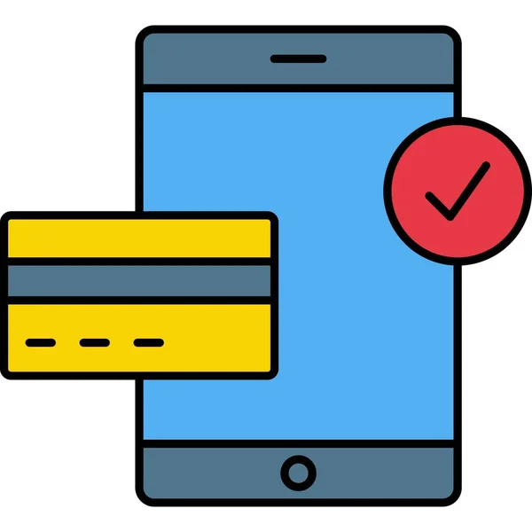 Smartphone Kreditní Kartou Vektorovou Ilustrací Úschovny — Stockový vektor