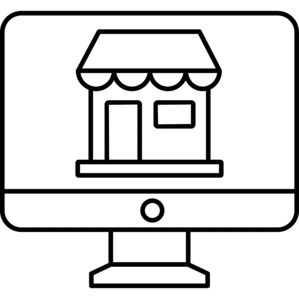 Computer Screen Shopping Cart — Stock Vector