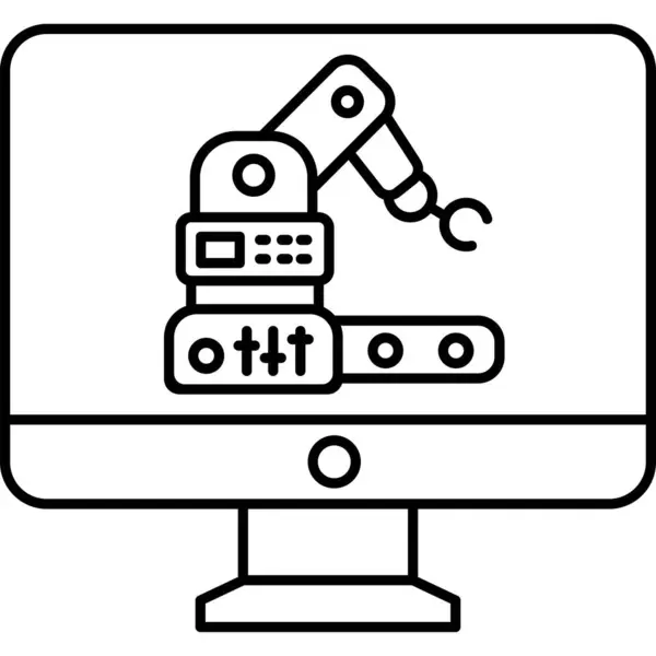 Icono Vector Robot Con Ordenador Portátil — Archivo Imágenes Vectoriales