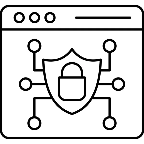 Computerbeveiligingspictogram Schets Illustratie Van Computer Vector Icoon Voor Web Design — Stockvector
