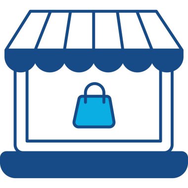 Mavi ve beyaz bir ikonun vektör illüstrasyonu 