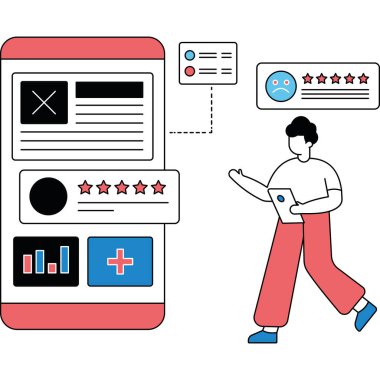 Akıllı telefon ve kontrol listesi vektör illüstrasyon tasarımına sahip genç adam