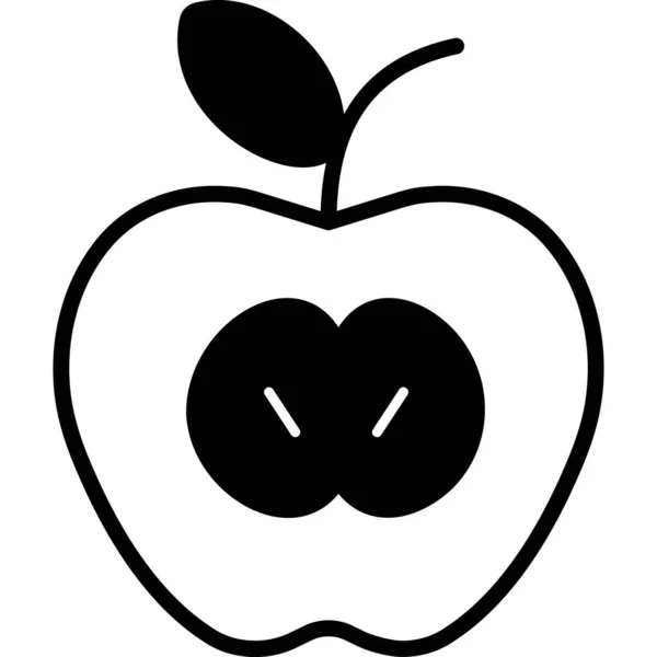 Значок Фруктової Їжі Яблука Твердому Стилі — стоковий вектор