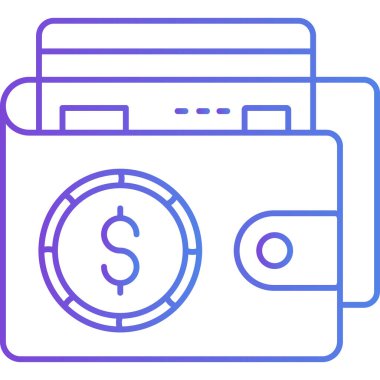 Cüzdan simgesi, vektör illüstrasyonu