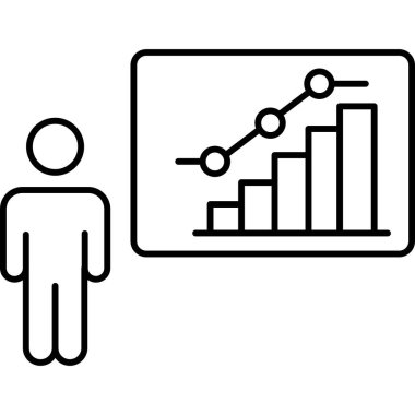  Üzerinde grafik olan bir tahtanın önünde duran kişi.