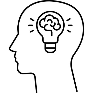  Beyin şeklinde ampulü olan bir insan kafası.