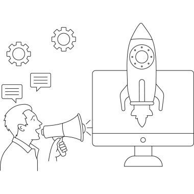 Kolayca düzenleyebilen ve düzenleyebilen Başlangıç Reklamcılığı İllüstrasyonuName 