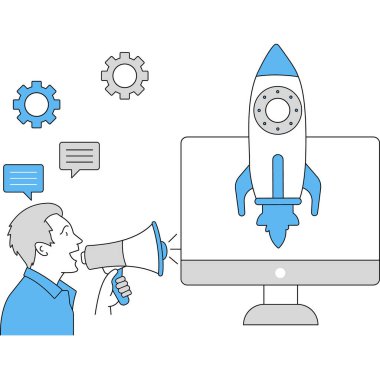 Kolayca düzenleyebilen ve düzenleyebilen Başlangıç Reklamcılığı İllüstrasyonuName 