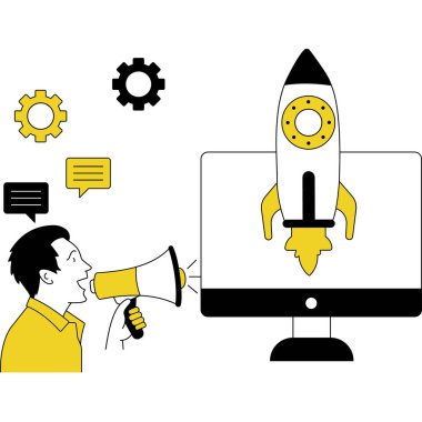 Kolayca düzenleyebilen ve düzenleyebilen Başlangıç Reklamcılığı İllüstrasyonuName 