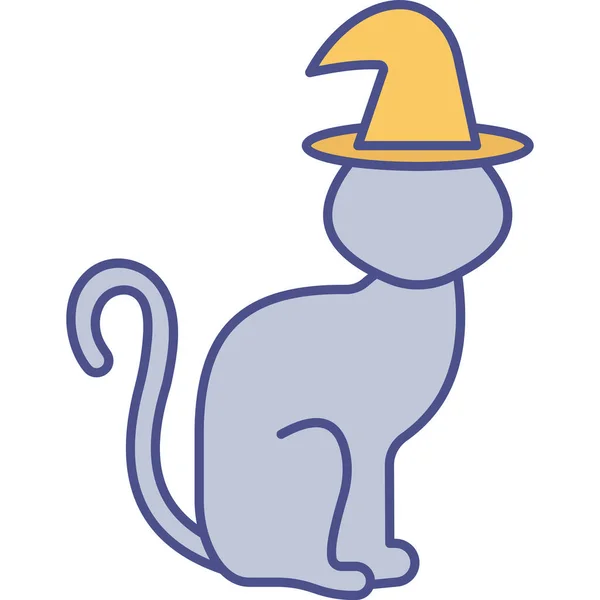 填充的动物猫帽图标 轮廓风格 — 图库矢量图片