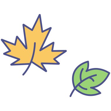 Akçaağaç yaprağı ve yaprak simgesi, vektör tasarımı