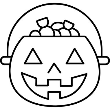 Cadılar bayramı çizgi bayramı kafanın içinde şekerler ve balkabağı vektör çizimi