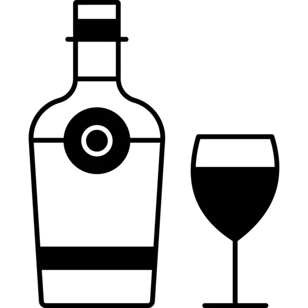 Alkoholhaltig Flaskikon Konturstil — Stock vektor