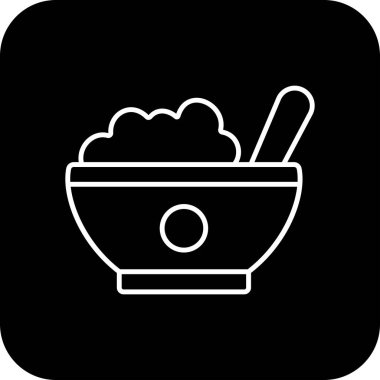 Bir kase çorba ikonu, sade siyah stil.