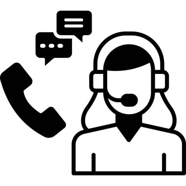 Ana hatlar biçiminde müşteri merkezi operatör simgesi