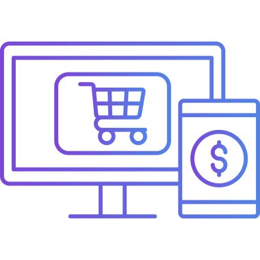 çevrimiçi alışveriş arabası simgesi - taslak biçimi