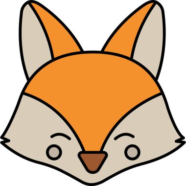 şirin tilki başı simgesi, vektör illüstrasyon tasarımı