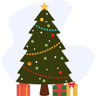 Kolayca Değiştirebilen veya Düzenleyebilen Noel ağacı illüstrasyonu
