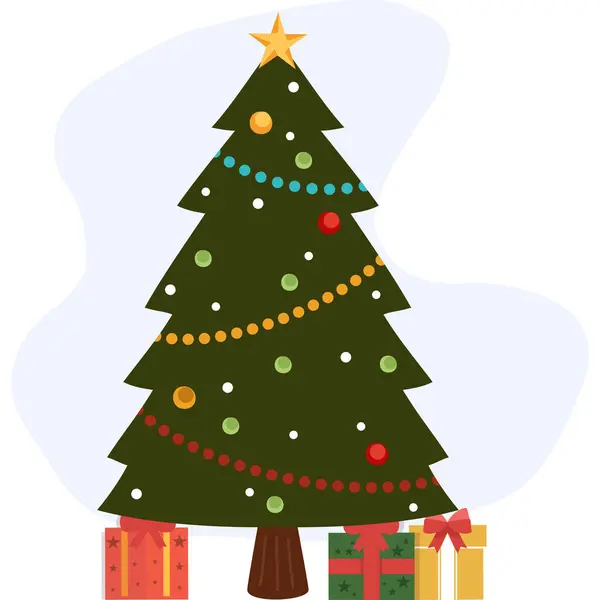 Ilustración Del Árbol Navidad Que Puede Modificar Editar Fácilmente — Archivo Imágenes Vectoriales