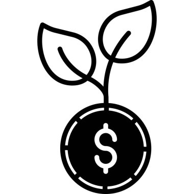 Para büyüme ikonu vektör illüstrasyonu. büyüme büyümesi
