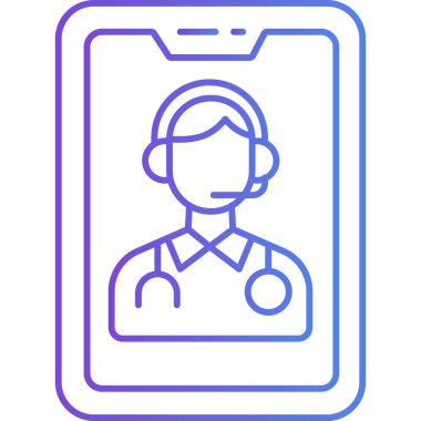 Akıllı telefonlu kadın doktor, basit vektör çizimi