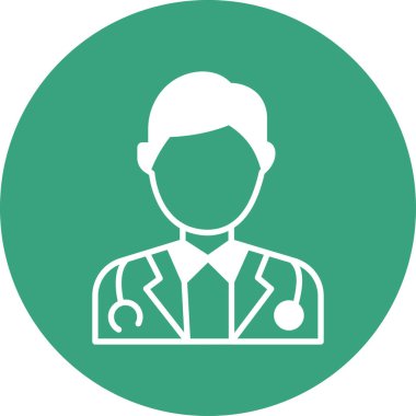 Doktor vektör ikonu. biçim düz yuvarlak sembol, yumuşak yeşil renk, yuvarlak açılar, beyaz arkaplan.