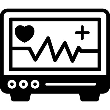 Tıbbi ve teknolojik vektör ikonu. Düz siyah sembol. Pictogram beyaz arka planda izole edilmiştir. Web ve yazılım arayüzleri için dizayn edildi.