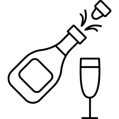 şampanya şişesi simge vektör çizim
